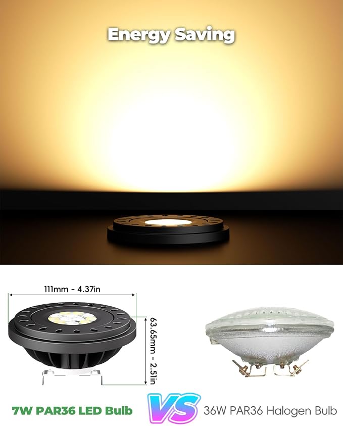 RGB PAR36 LED Light Bulb Color Changing, Warm White+15 Colors Choices on Remote - Image 6