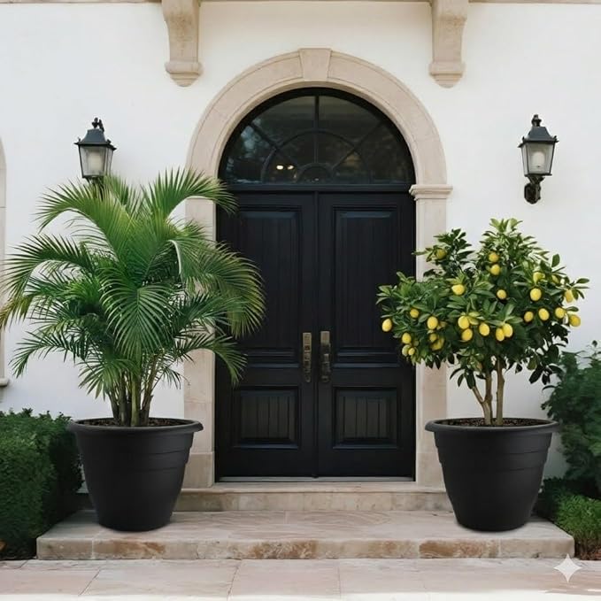 20 Inch Large Plant Pots Outdoor, 6 Pack Black Plastic Planters - Image 6