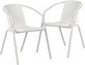 VINGLI PE Rattan Outdoor Dining Chairs Set of 2, Plastic Stackable Patio Chairs by VINGLI