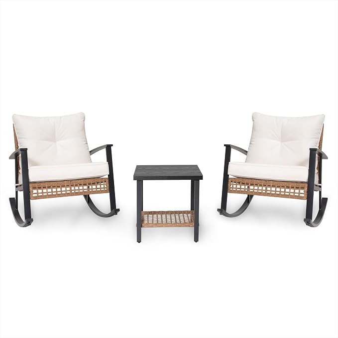 LAUSAINT HOME 3-Piece Rocking Bistro Set, Outdoor Patio Furniture - Image 8