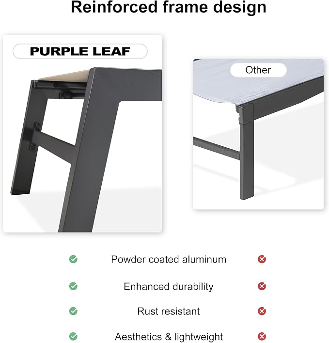 PURPLE LEAF Extra Large Outdoor Chaise Lounge 4 Pieces Aluminum Patio Lounge - Image 7