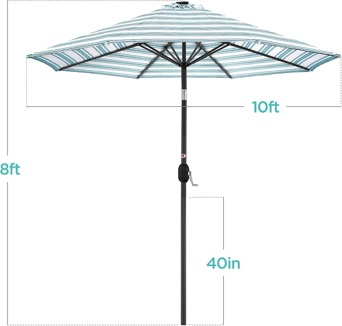 Best Choice Products 10ft Solar Polyester LED Lighted Patio Umbrella w/Tilt - Image 7