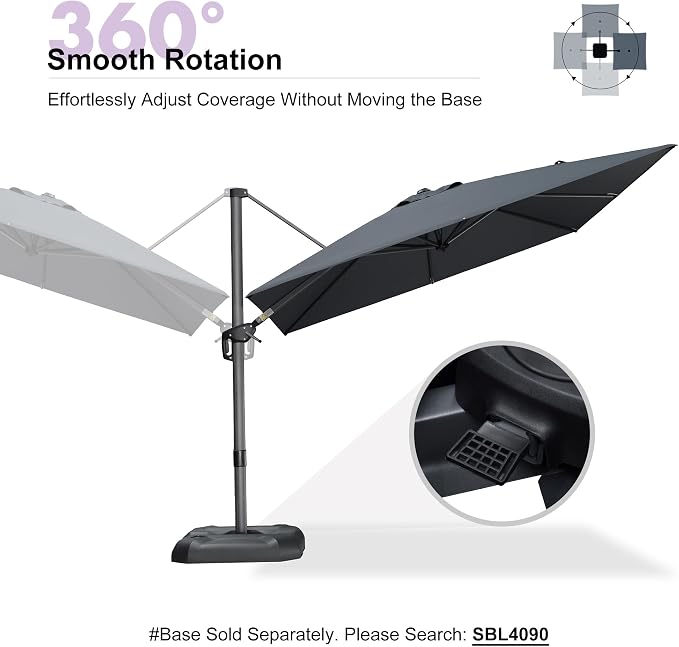 PURPLE LEAF 9 Feet Patio Umbrella Outdoor Cantilever Square Umbrella Aluminum - Image 8