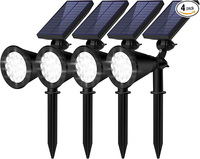 Solar Spot Lights Outdoor Waterproof, 18 LED Solar Powered Landscape Lighting by Unknown