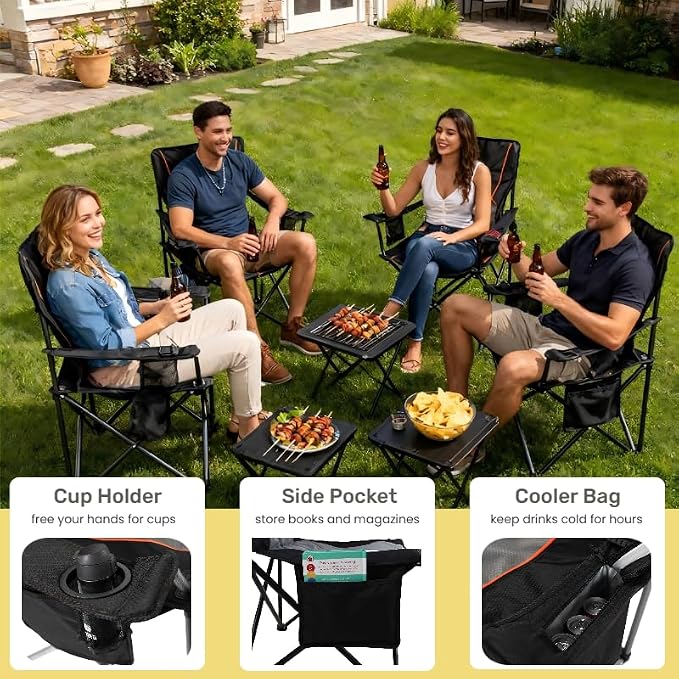 FAIR WIND 2 Pack Heavy Duty Camping Chair, Oversized Padded Folding Chair - Image 8