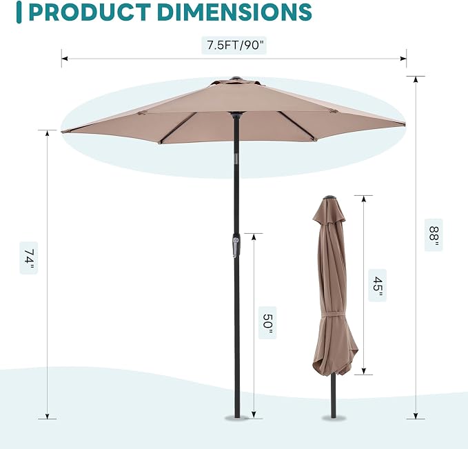 OLIXIS 7.5ft Patio Umbrella - Image 5