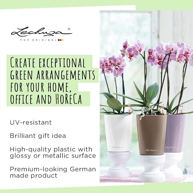 Lechuza MINI-DELTINI Shiny Taupe High Gloss, Self-Watering Small Indoor Planter - Image 4