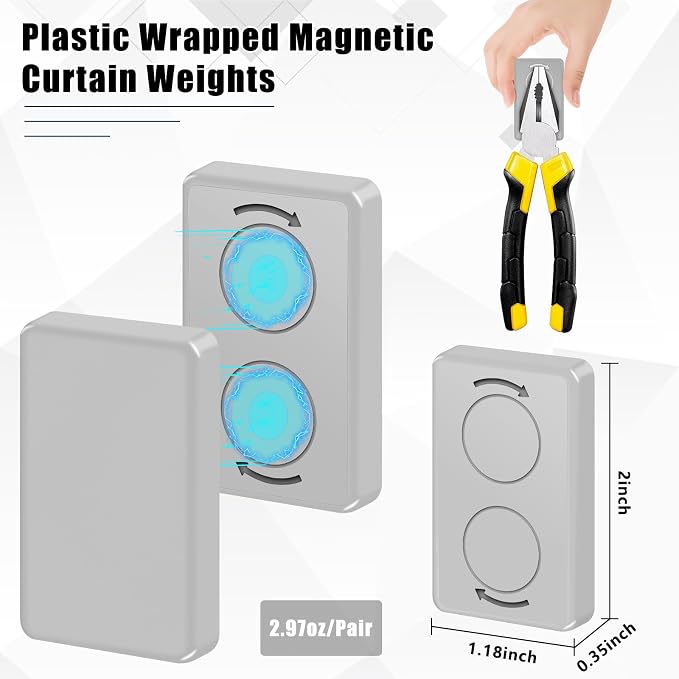 36pcs Outdoor Curtain Weights, Plastic Wrapped Magnetic Drapery Weights - Image 2
