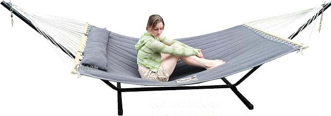 Quilted Fabric Double Hammock Won't flip by GOCAN