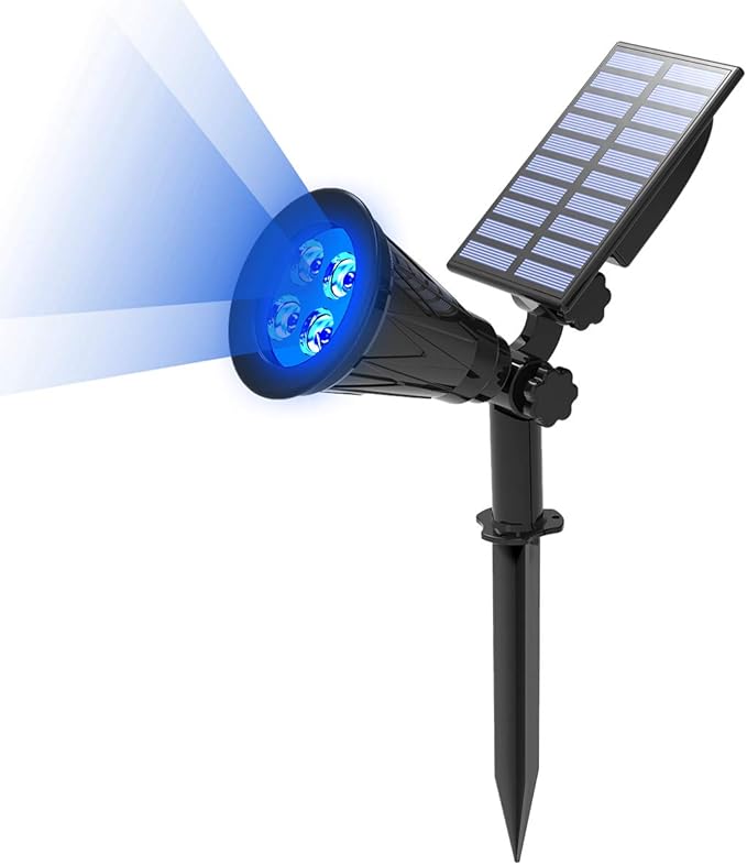 T-SUN Blue Solar Spotlights, Outdoor Waterproof Auto ON/Off Adjustable Garden by T-SUN