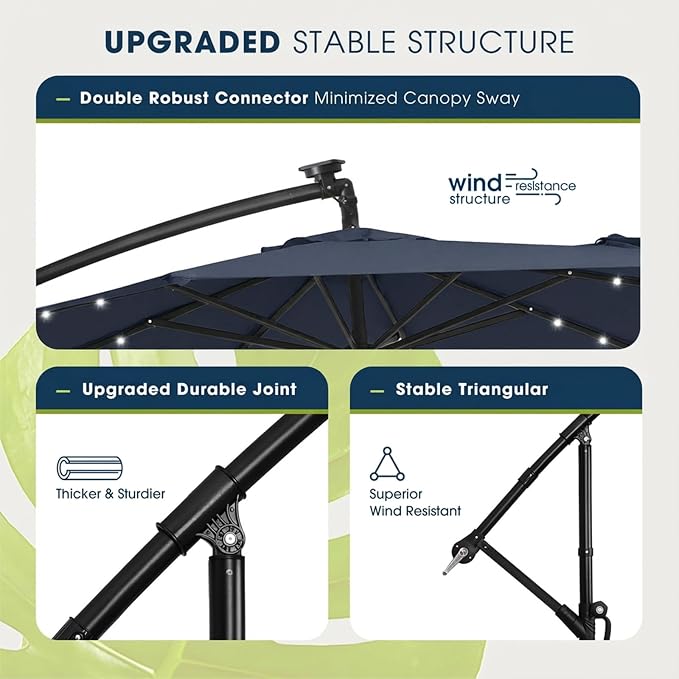 wikiwiki 10ft Solar LED Patio Umbrella - Image 7