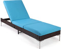 HOMREST Outdoor Chaise with Pneumatic Adjustable Backrest, Rattan Pool by HOMREST