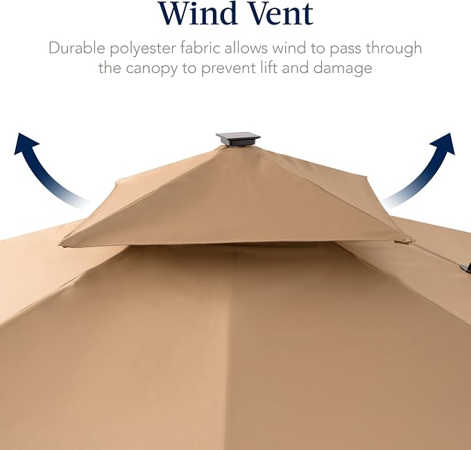 Best Choice Products 12x12ft LED Cantilever Patio Umbrella w/Base Included & - Image 7