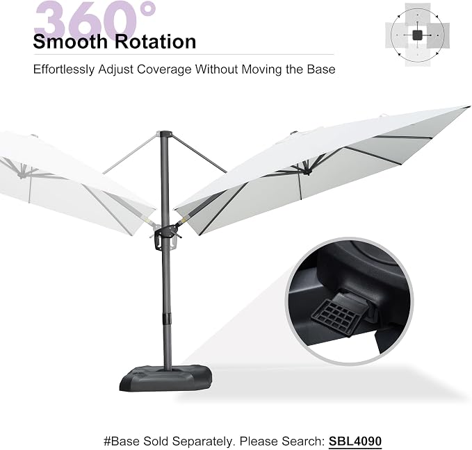 PURPLE LEAF 9 Feet Patio Umbrella Outdoor Cantilever Square Umbrella Aluminum - Image 8