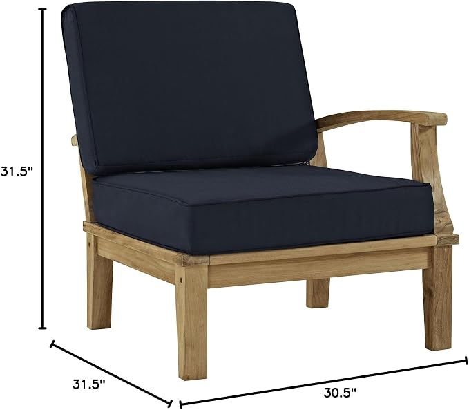 Modway Marina Premium Grade A Teak Wood Outdoor Patio Right-Facing Sofa in - Image 2
