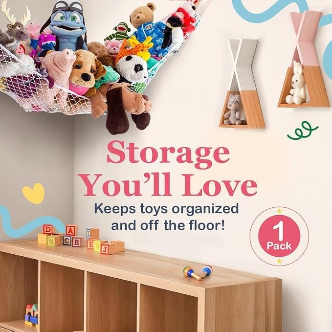 Lilly's Love Stuffed Animal Storage Net Hammock, Nursery Hanging Organizer - Image 2