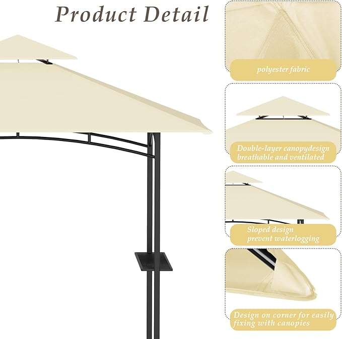 Grill Gazebo Replacement Top, 5 * 8 Outdoor BBQ Top Cover, Double Layer BBQ - Image 4