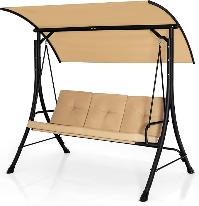 Tangkula 3 Person Porch Swing, Outdoor Swing by TANGKULA