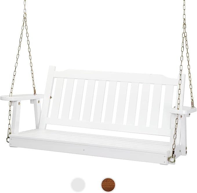 VINGLI Upgraded Heavy Duty 880 LBS 4 FT Patio Wooden Porch Swing Solid Fir Wood by VINGLI