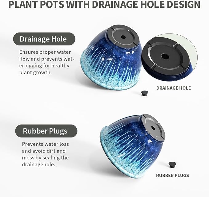 Flower Pots, 8 Inch Plastic Plant Pots - Image 4