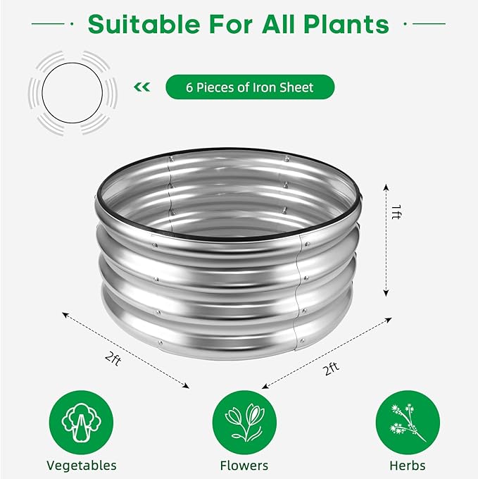 JERIA Raised Garden Bed, Galvanized Raised 2×2×1ft Planter Boxes Outdoor - Image 2
