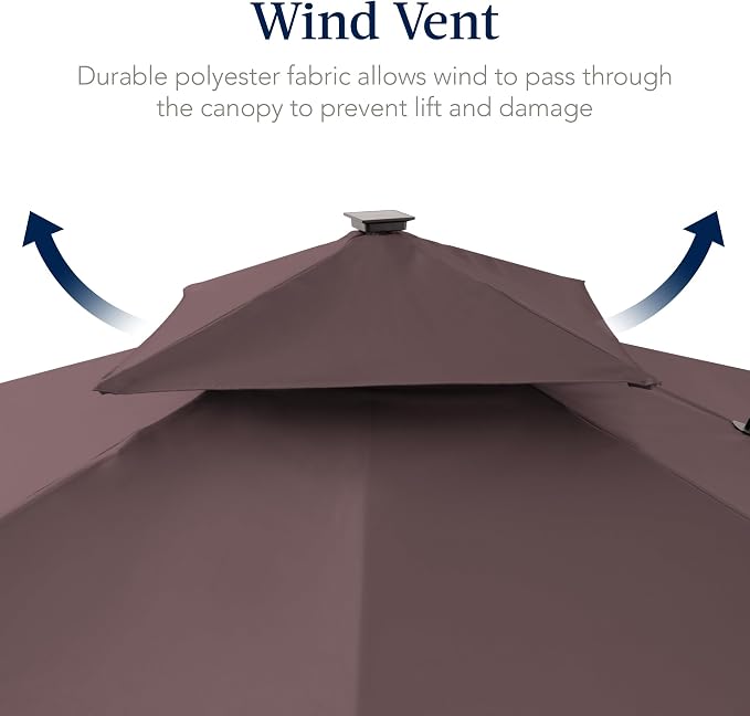 Best Choice Products 12x12ft LED Cantilever Patio Umbrella w/Base Included & - Image 7