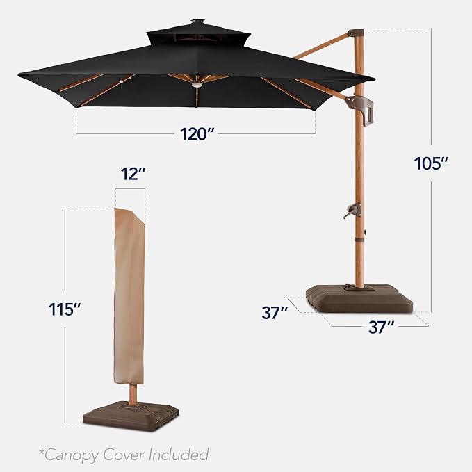 Best Choice Products 10ft Square Cantilever Patio Umbrella w/Base Included - Image 2