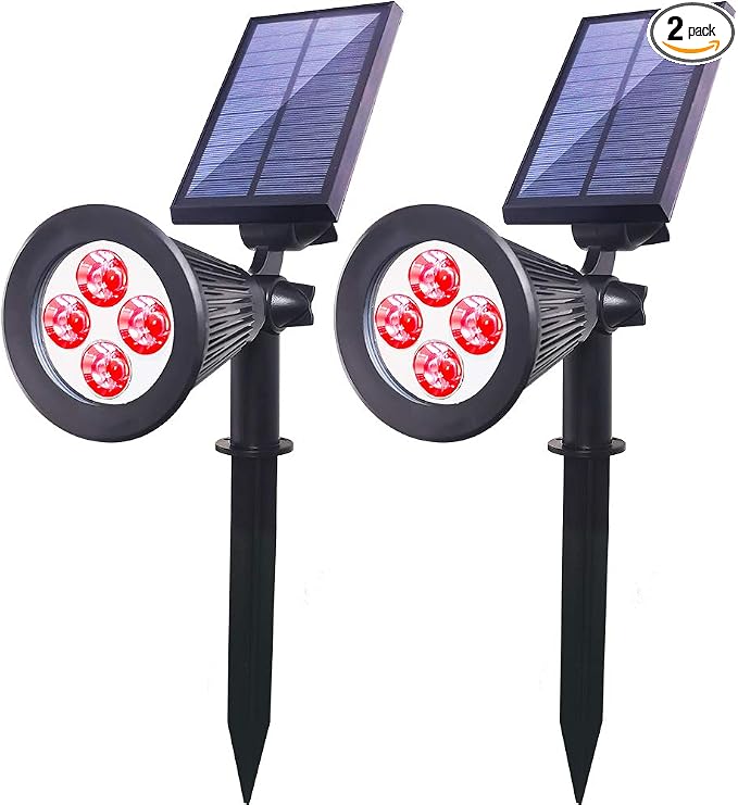 Solar Lights Outdoor, 4-LED Solar Spotlight LED Landscape Lights IP67 by Clordeal