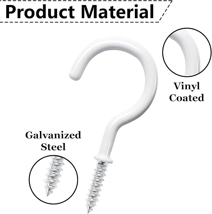75 Pcs Ceiling Hooks for Hanging Plants, Utensils Vinyl Coated Screw-in Mug - Image 9