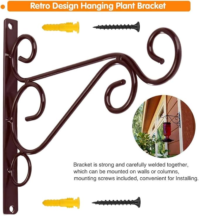 KABB Hanging Plant Bracket, Indoor Outdoor Rustic Home Decor, Coffee Color - Image 4