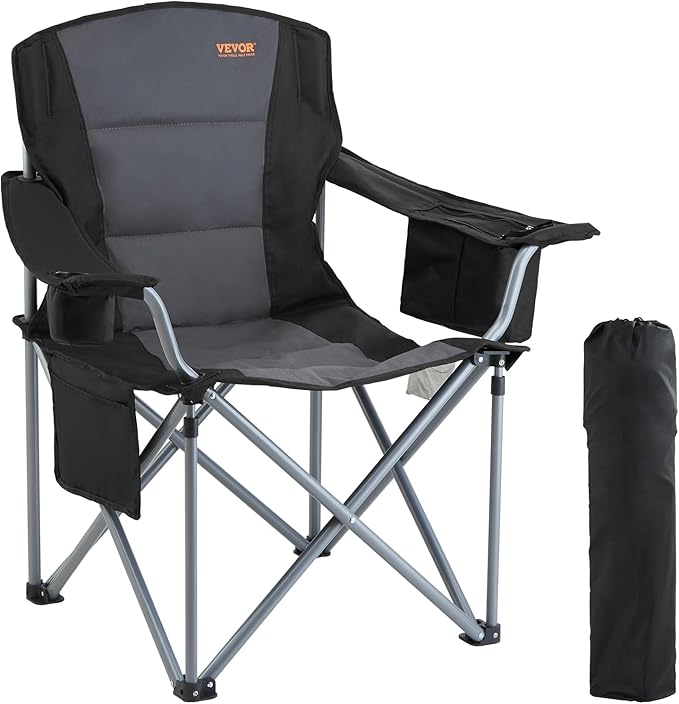 VEVOR Oversized Camping Folding Chair, Portable Heavy Duty Outdoor Quad Lumbar by VEVOR