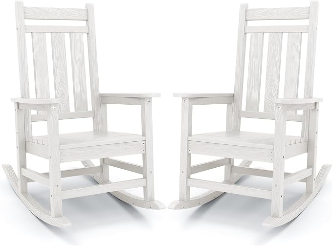 KINGYES Oversized Outdoor Rocking Chair Set of 2, All-Weather Patio Rocking by KINGYES
