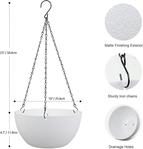10 inch Hanging Planters for Indoor Outdoor Plants, 2 Pack Hanging Flower Pots - Image 2