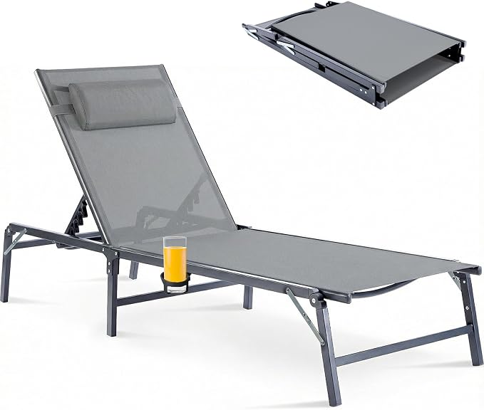 Foldable Chaise Lounge Chair by HOMELYM