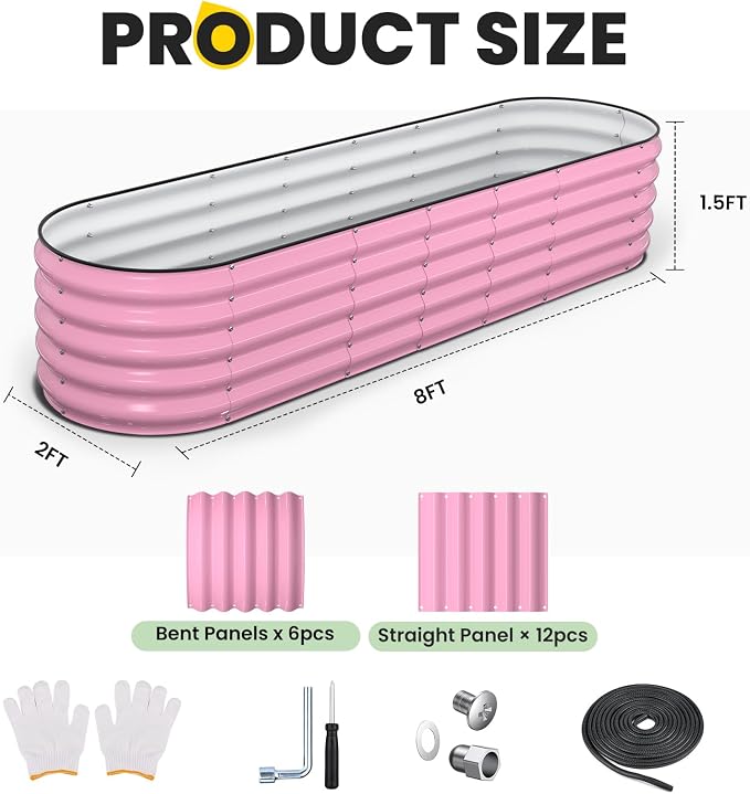 Galvanized Raised Garden Bed 8x2x1.5 FT, Oval Metal Raised Garden Bed Outdoor - Image 5