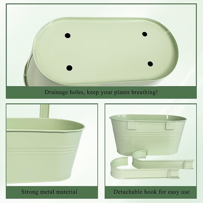 Balcony Hanging Planters Flower Pots, Fence Pot Hanging Plant Holders - Image 4