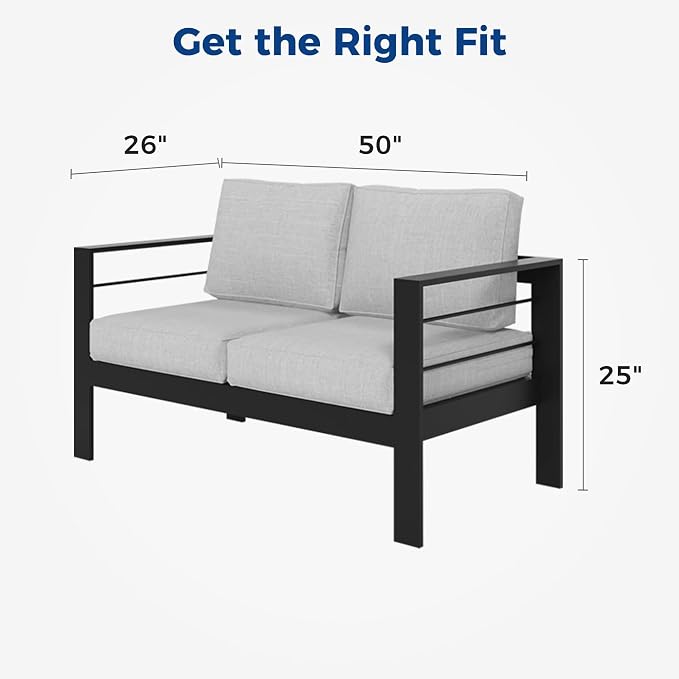 Kiss the Water Outdoor Patio Furniture Loveseat Sofa, All-Weather Metal - Image 2