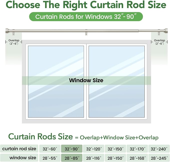 Time Forest Curtain Rods for Windows 48 to 84, 1 Inch Adjustable Heavy Duty - Image 7
