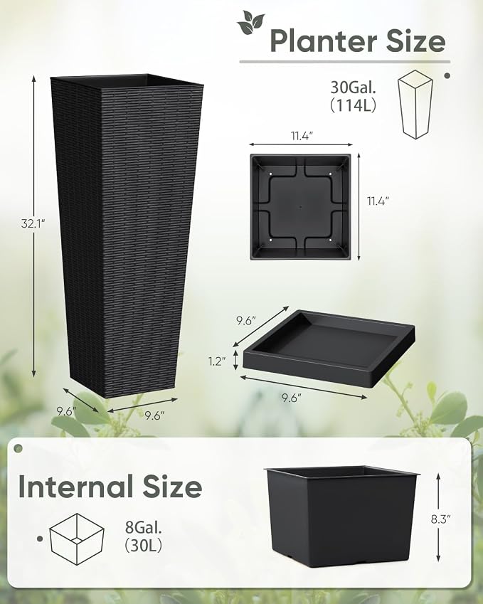 Greesum Set of 2 Tall Plastic Planters - Image 5