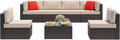 Vongrasig 7 Pieces Patio Furniture Sets, Outdoor Modular Sectional Sofa Patio by Vongrasig