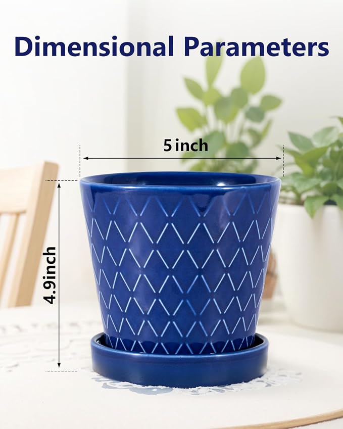 EFISPSS Ceramic Plant Pots, 5Inch Pots - Image 3