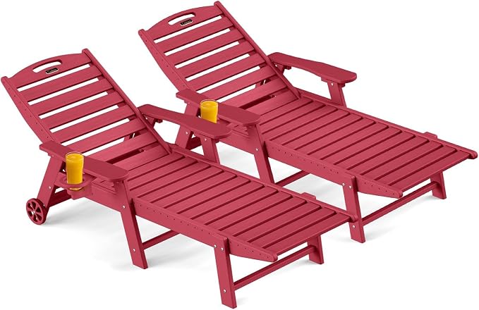 Outdoor Chaise Lounge Chair Set of 2, Patio Lounge Chairs by CIOKEA