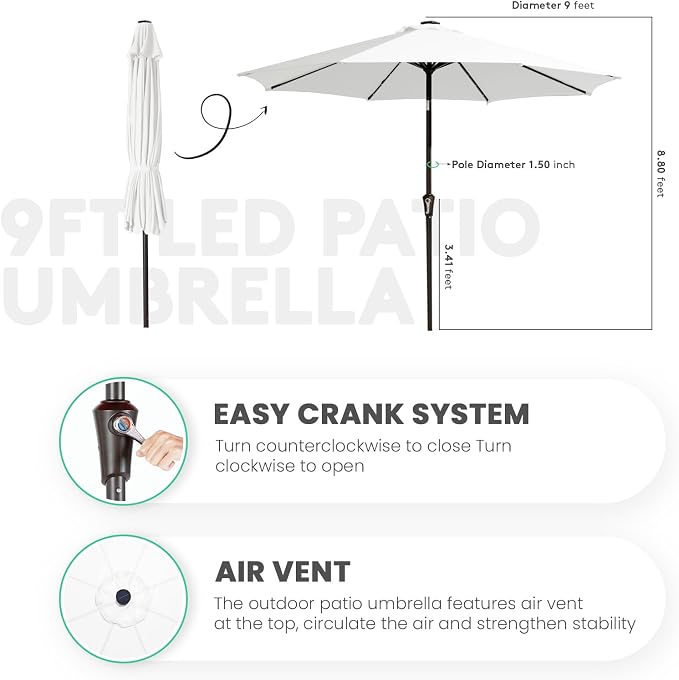 JEAREY 9FT Outdoor Patio Umbrella - Image 8