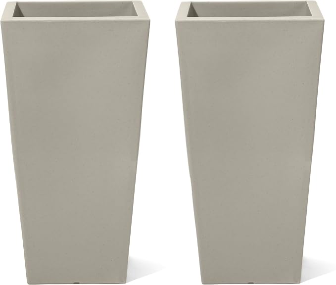 Step2 Tremont Tall Square Planter Pot, Large Outside All-Season All-Weather by Step2