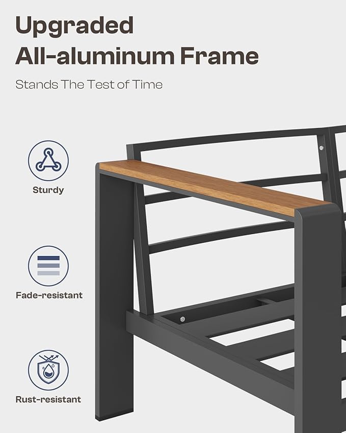 Aluminum Outdoor Patio Furniture, 3 Seats All-Weather Outdoor Patio Sofa - Image 5