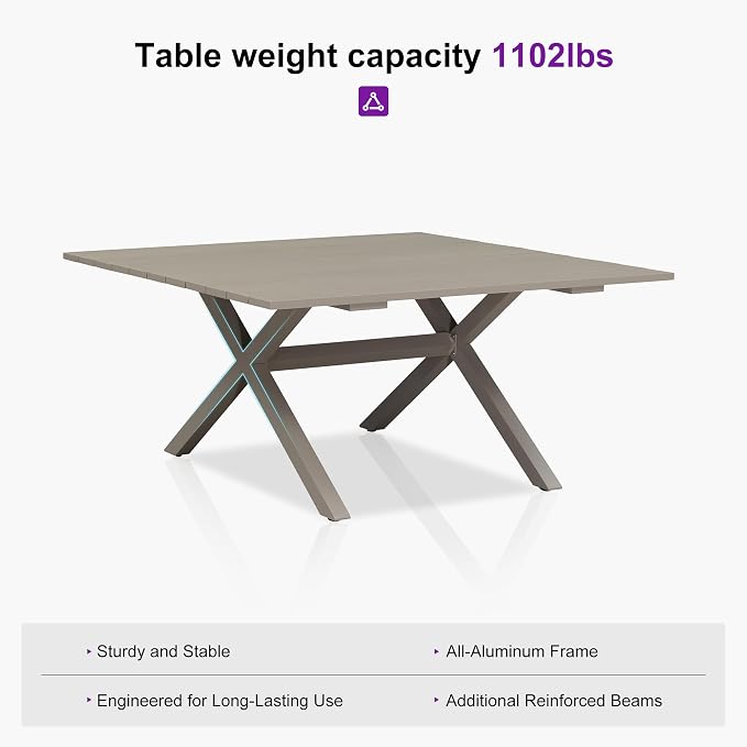 PURPLE LEAF Outdoor Dining Set for 8 All-Weather 9 Piece Patio Aluminium Dining - Image 6