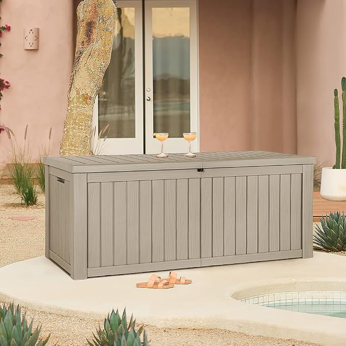 Devoko 150 Gallon Deck Box Resin Outdoor Storage Box Waterproof Storage - Image 3