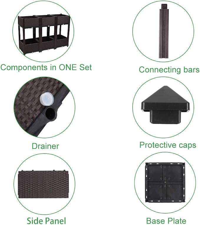 VINGLI Square Raised Garden Bed, Self-Watering Plastic Planter - Image 7