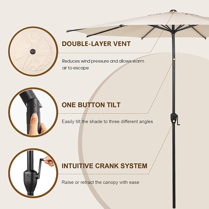 Abba Patio 9FT Lyon Outdoor Patio Umbrella Outdoor Table Umbrella - Image 4