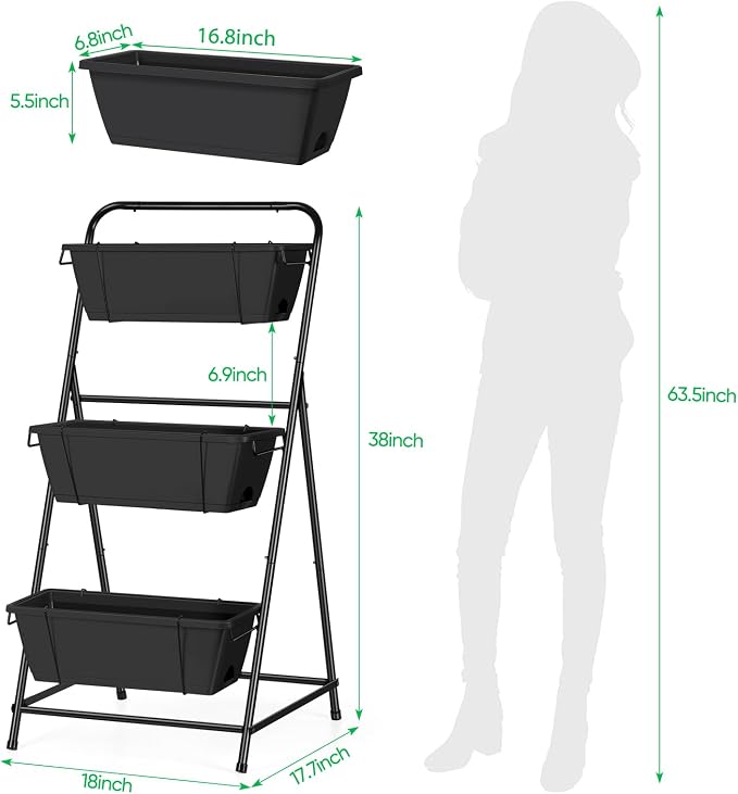Raised Garden Bed 3 Tier Vertical Garden Planter Elevated Planter Boxes Outdoor - Image 2